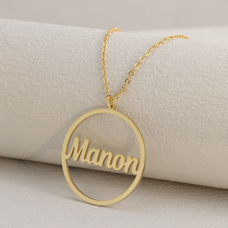 Round Gold Necklace With Letter Charm