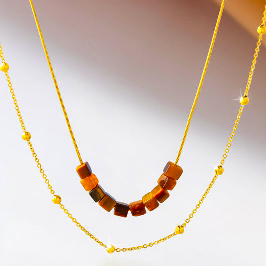 Vintage Style O-Chain Necklace with Agate Beads