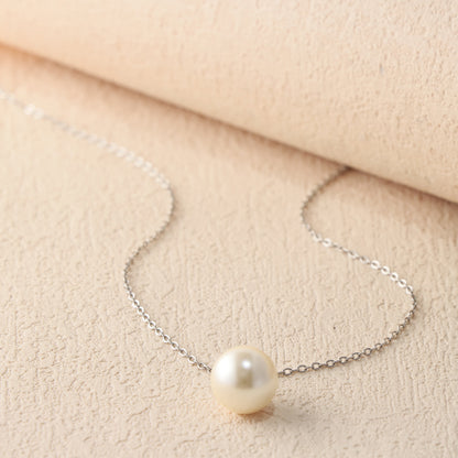 Simple O-Chain Necklace with Pearl Drop
