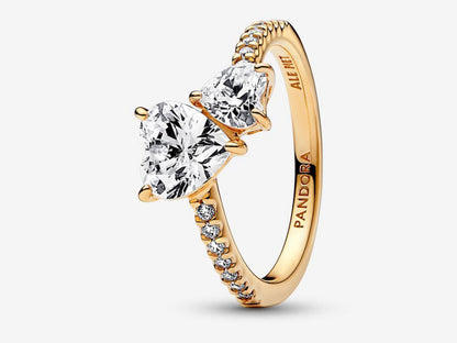 Double Heart Sparkling Ring
