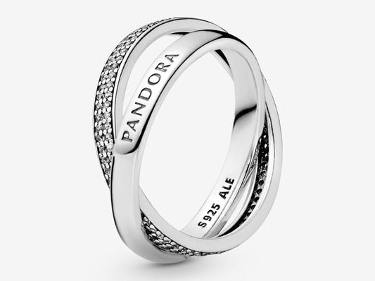 Intertwined Pandora Logo and Pavé Ring