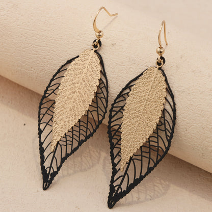 Vintage Copper Leaf Earrings - Multi-Layered Design