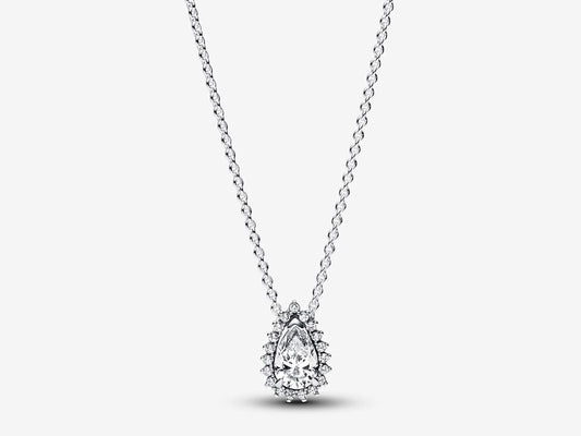 Sparkling Pear Halo Collier Necklace