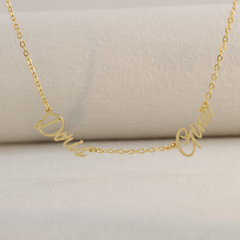 Fashionable gold letter pendant O-shaped chain necklace