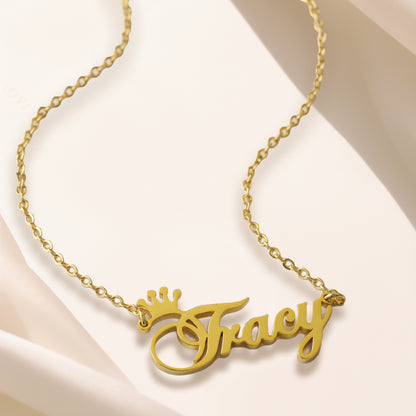 Gold Stainless Steel O-Chain Necklace with Letter Pendant