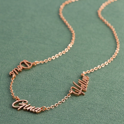 Fashionable rose gold letter pendant O-shaped necklace