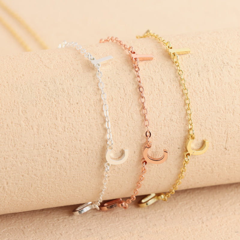 Rose Gold Copper Alloy O-Chain Necklace with Letter Pendant