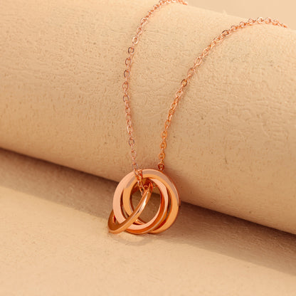 Rose Gold  O-Chain Multi-Ring Pendant Necklace