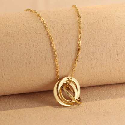 Gold O-Chain Multi-Ring Pendant Necklace