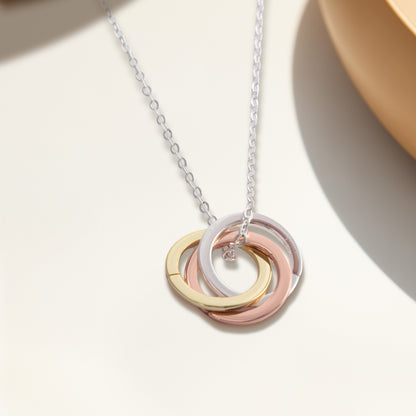 Geometric Copper Alloy O-Chain Necklace with Circle Pendant
