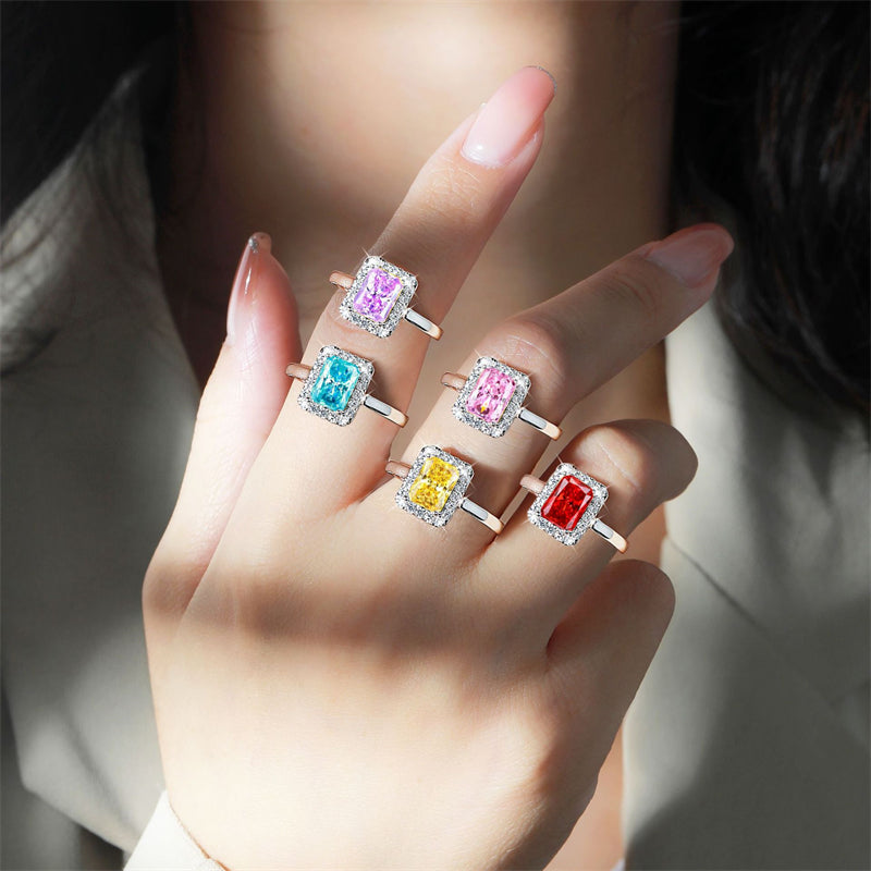 2ct Square-Cut 925 Silver Wedding Ring - Luxe 6×8mm 5A Zirconia Bridal Band with High-Carbon Diamonds