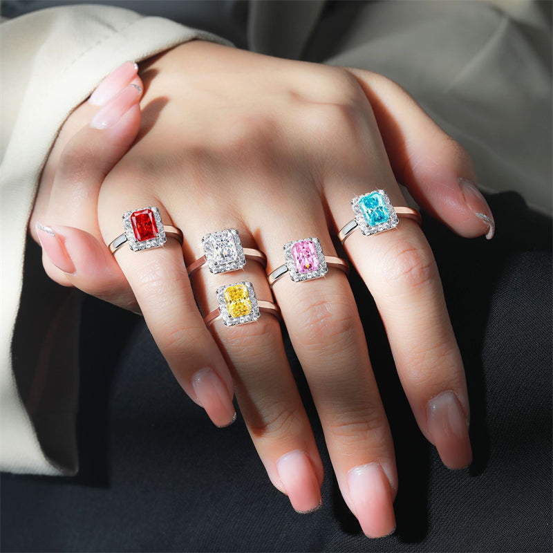 2ct Square-Cut 925 Silver Wedding Ring - Luxe 6×8mm 5A Zirconia Bridal Band with High-Carbon Diamonds