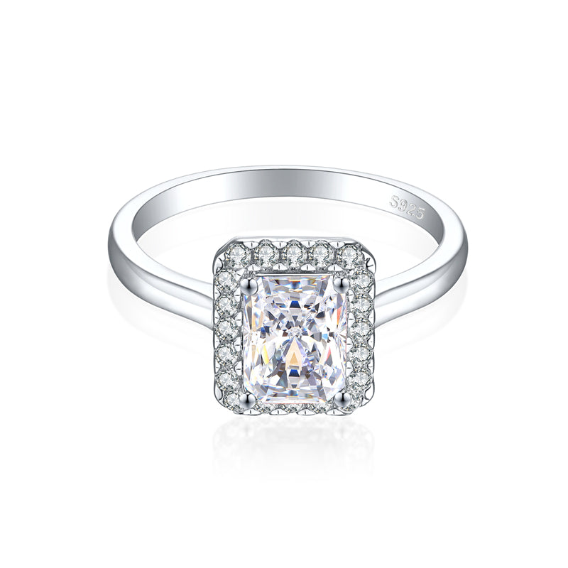 2ct Square-Cut 925 Silver Wedding Ring - Luxe 6×8mm 5A Zirconia Bridal Band with High-Carbon Diamonds