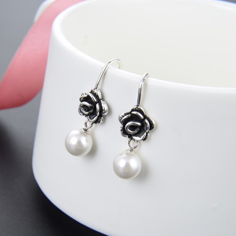 925 Sterling Silver Cactus Earrings - White Gold Plated Minimalist Botanical Earrings for Women