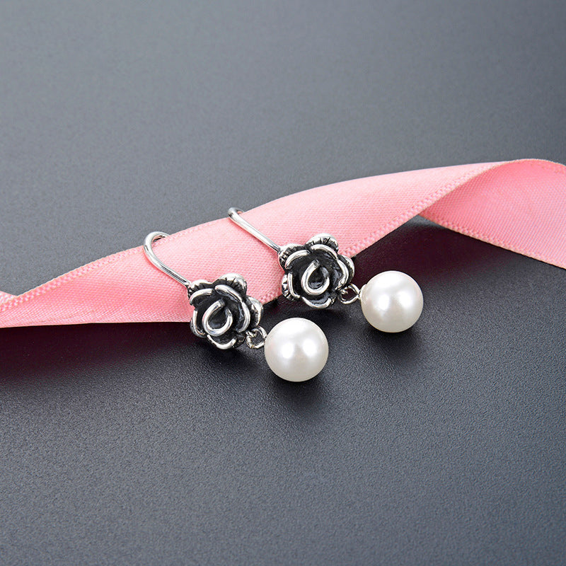 925 Sterling Silver Cactus Earrings - White Gold Plated Minimalist Botanical Earrings for Women