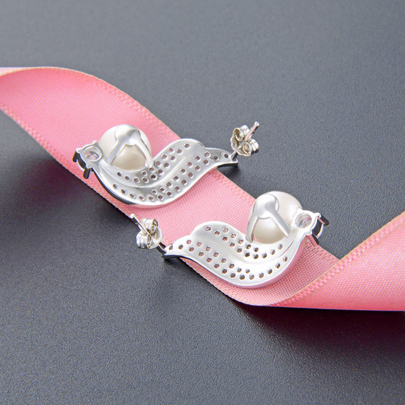 S925 Sterling Silver Plated Cartoon Stud Earrings - Playful Dangle Earrings with Plastic Backs