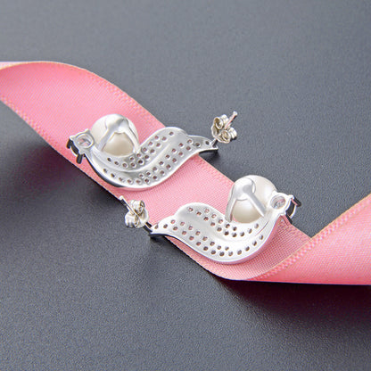 S925 Sterling Silver Plated Cartoon Stud Earrings - Playful Dangle Earrings with Plastic Backs