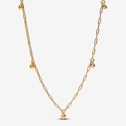 Lab-Grown Diamond Necklace - 14k Gold Paperclip Chain with Bezel-Set Diamonds