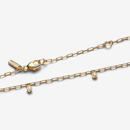 Lab-Grown Diamond Necklace - 14k Gold Paperclip Chain with Bezel-Set Diamonds