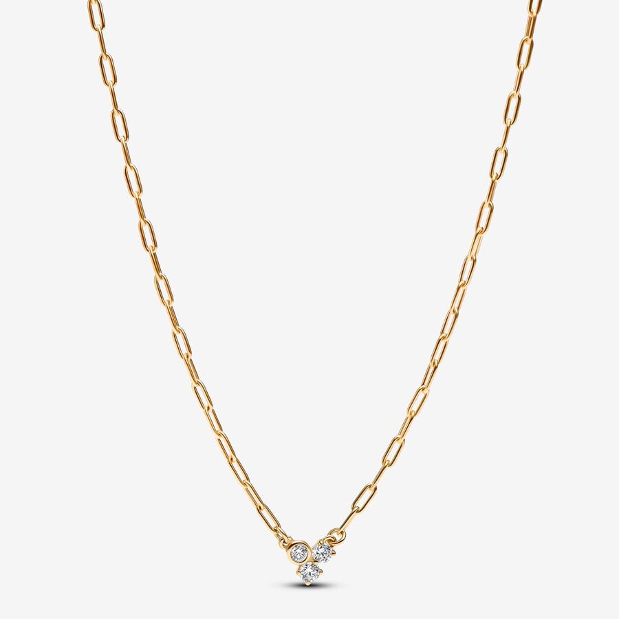 14k Gold LabGrown Diamond Cluster Necklace