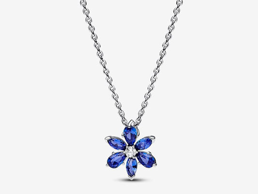 Sparkling Blue Herbarium Cluster Pendant Necklace