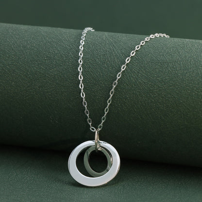 Chic silver ring pendant O-chain necklace