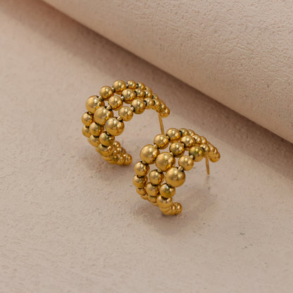 Modern Stainless Steel Hoop Earrings - Multi-layered Design