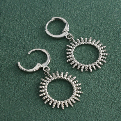 Silver Geometric Circle Dangle Earrings