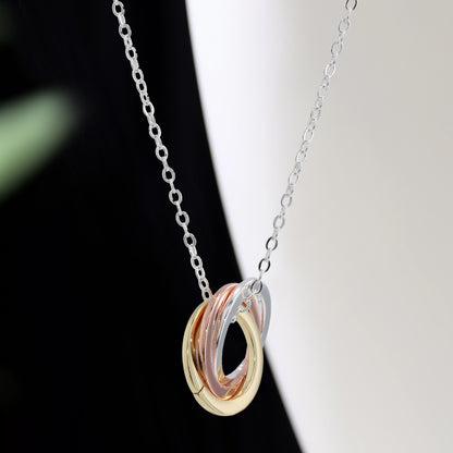 Geometric Copper Alloy O-Chain Necklace with Circle Pendant