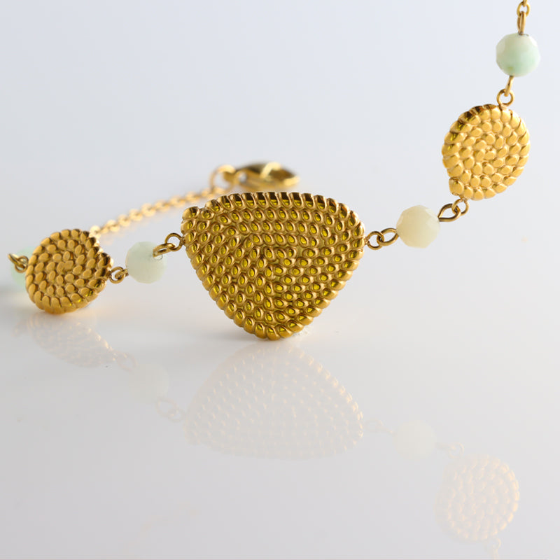 Geometric Design Bracelet with Stone and Metal Accents