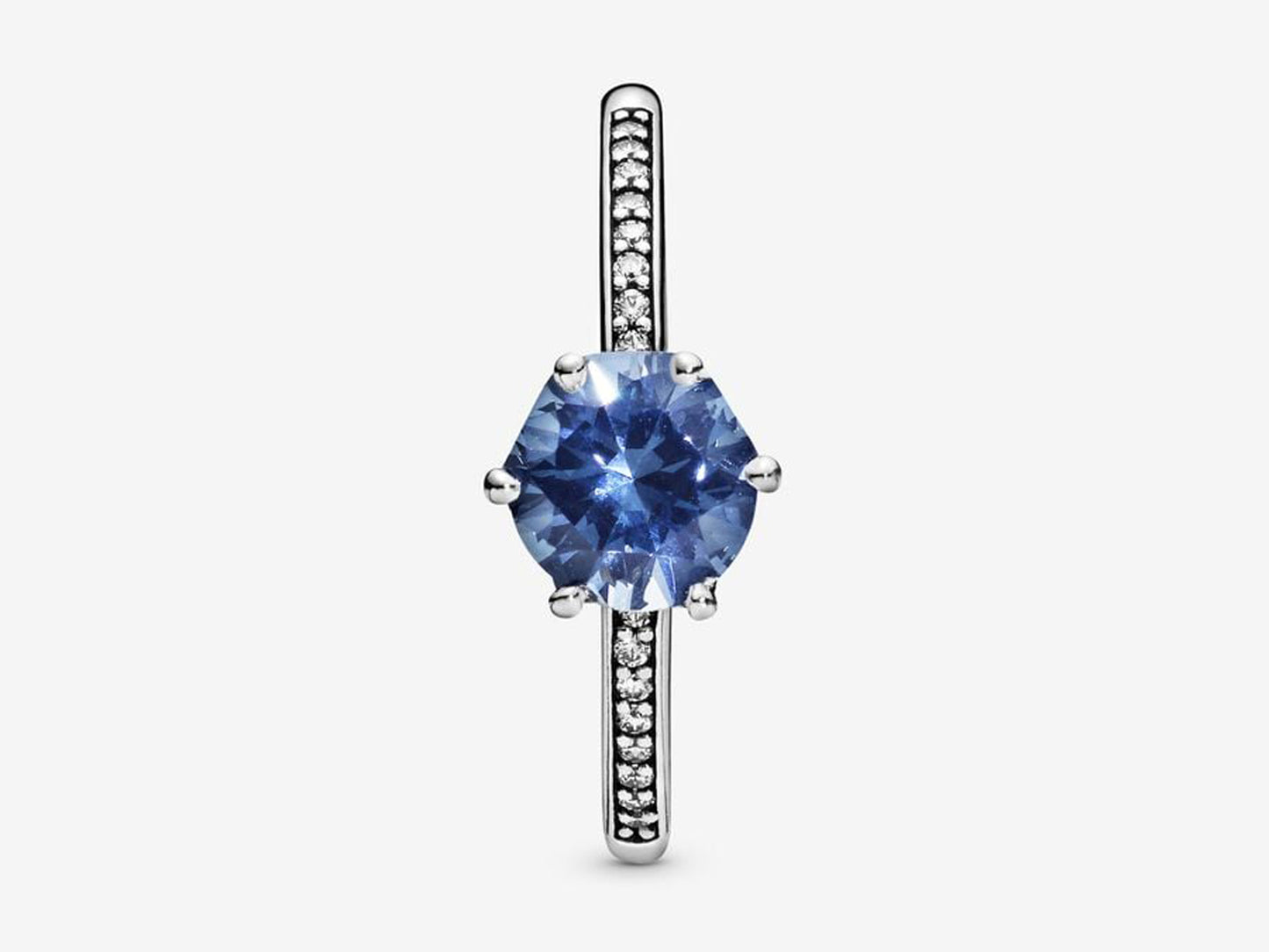 Blue Sparkling Crown Solitaire Ring