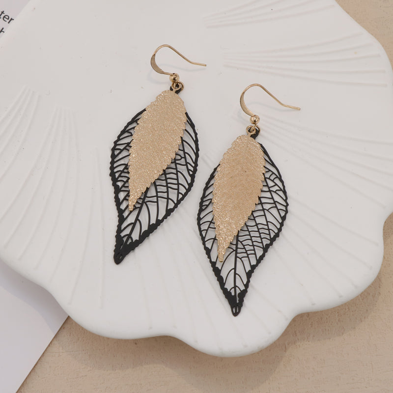 Vintage Copper Leaf Earrings - Multi-Layered Design