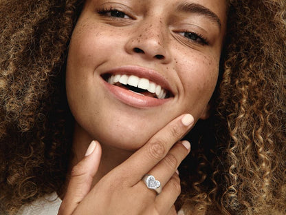 Radiant Heart Pavé Signet Ring