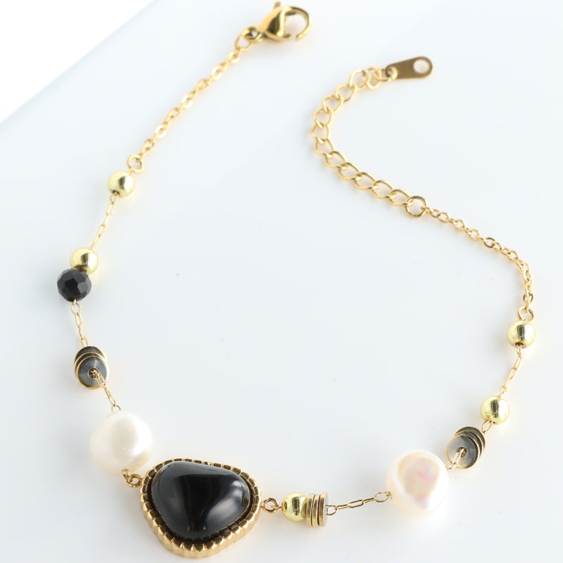 Elegant Stainless Steel Bracelet with Heart Charm