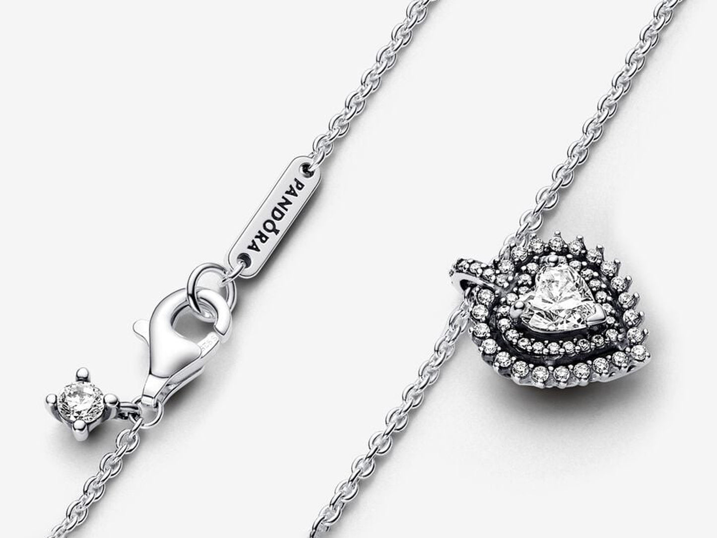 Sparkling Heart Halo Pendant Necklace