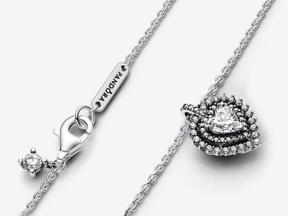 Sparkling Heart Halo Pendant Necklace