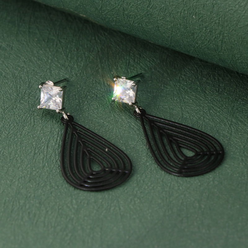 Classic Black Teardrop Earrings - Symmetrical and Asymmetrical Design