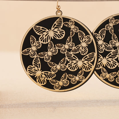Vintage Copper Butterfly Earrings - Multilayered Design