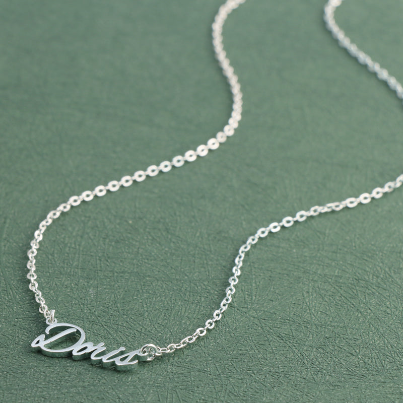 Unique silver letter pendant O-shaped chain necklace