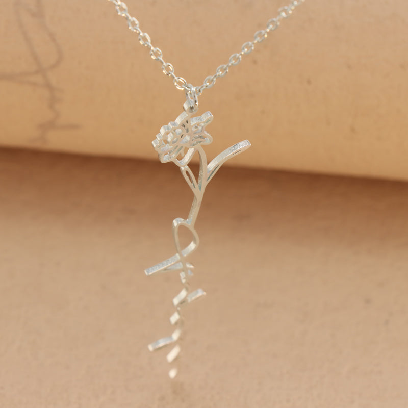 Women's Stainless Steel Flower Pendant Necklace