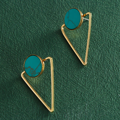 Round and Triangle Pendant Earrings