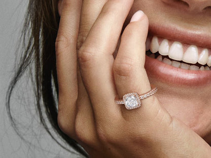 Square Sparkle Halo Ring