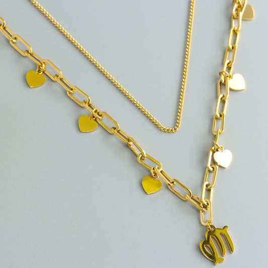 Fashionable Gold Cross Pendant Necklace - Multi-layered Structure