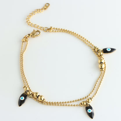 Gold Chain Bracelet with Eye-shaped Pendant