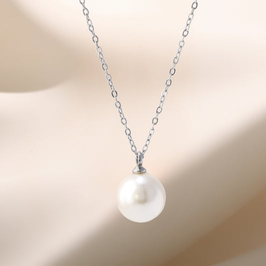 Simple O-Chain Necklace with Pearl Drop