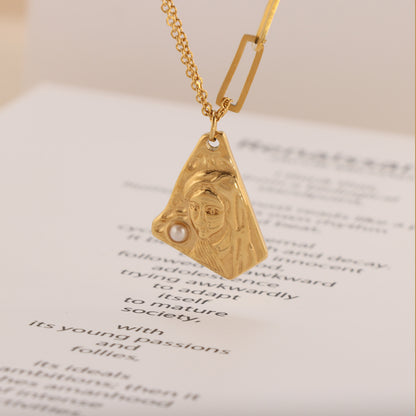 Unique Gold Stainless Steel Irregular Polygon Pendant Chain