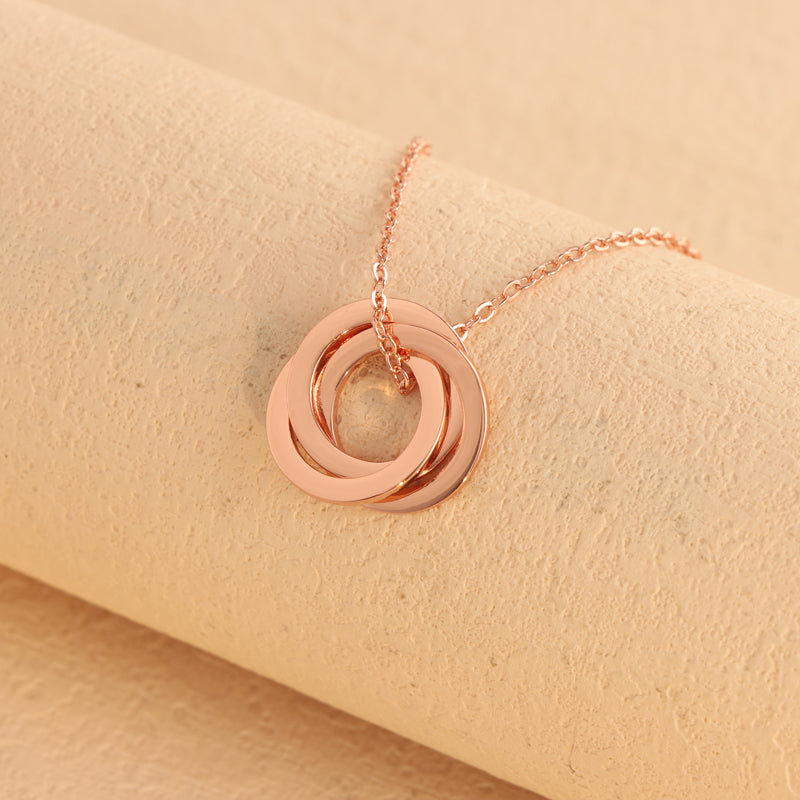 Rose Gold  O-Chain Multi-Ring Pendant Necklace