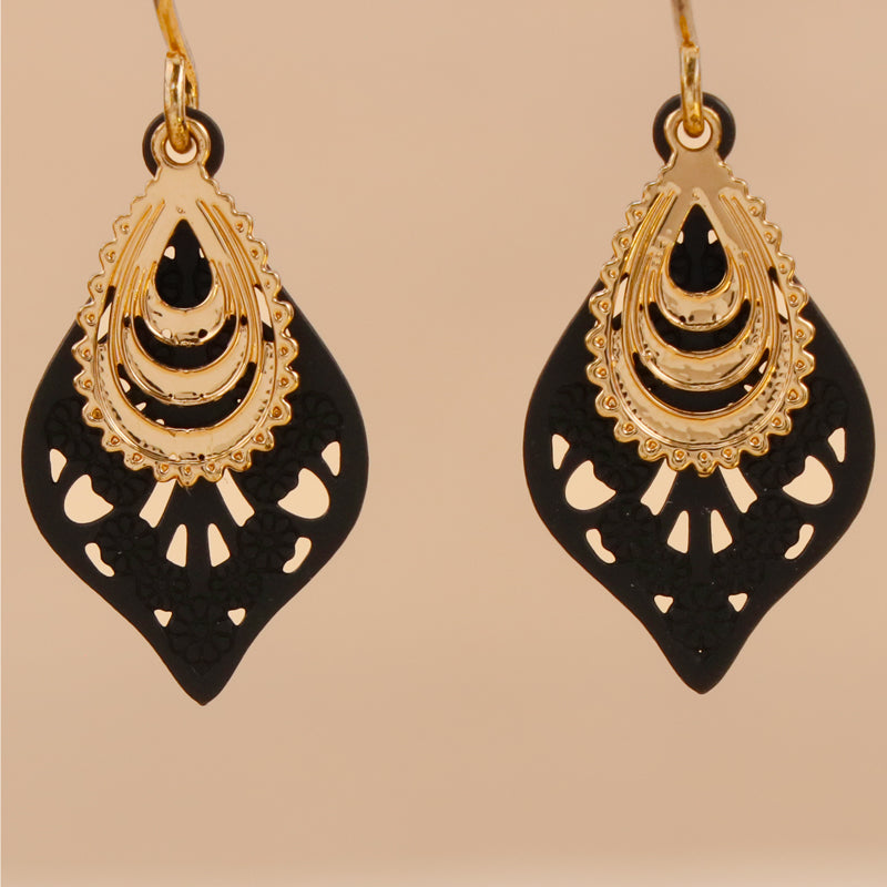 Unique Botanical Design Copper Leaf Dangle Earrings