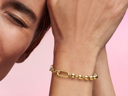 Metal Bead & Link Chain Bracelet