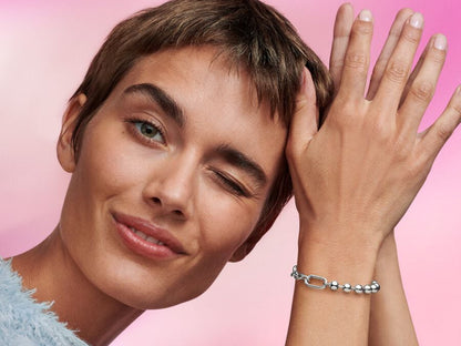 Metal Bead & Link Chain Bracelet